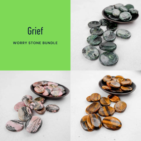 Gentle Support – Grief Worry Stone Bundle 💜🌿