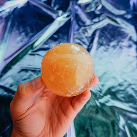 Honey Calcite Sphere