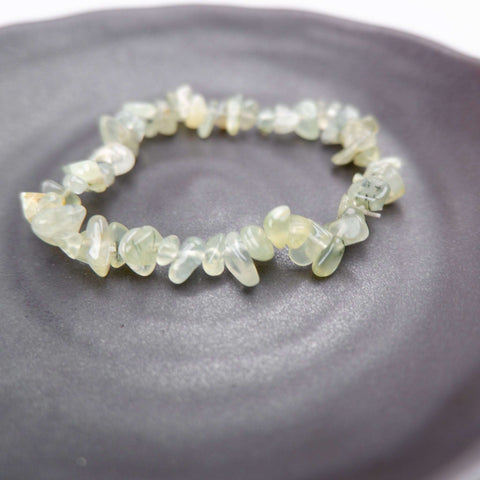 Epidote in Prehnite Chip Bracelet