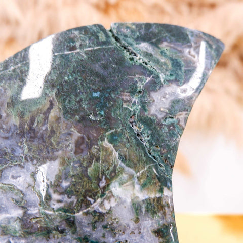 Moss Agate Moon 30CM L x 22CM W x 4.64KG