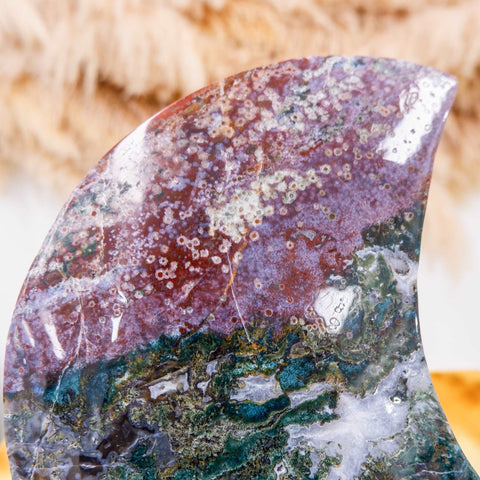 Moss Agate Moon 30CM L x 22CM W x 4.64KG