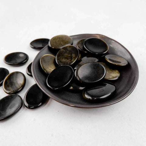 Golden Sheen Obsidian Worry Stone - Crystal & Stone