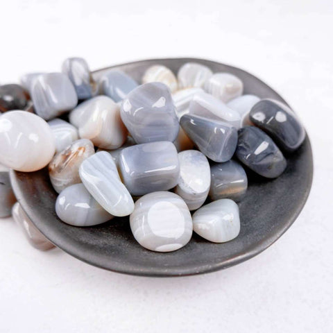 Grey Banded Agate Tumble - Crystal & Stone