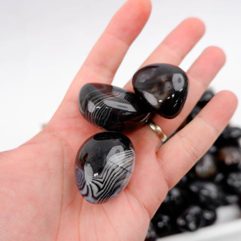 Black Agate Palm Stone - Crystal & Stone