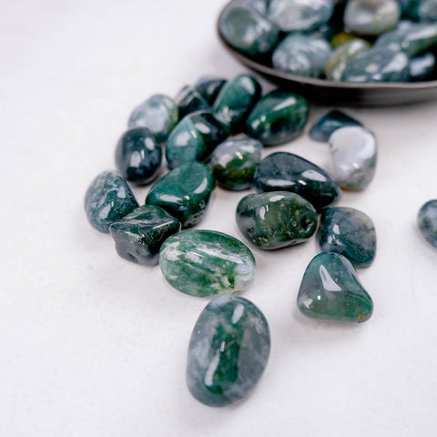 Moss Agate Tumble - Crystal & Stone