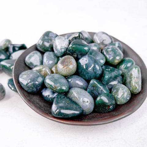 Moss Agate Tumble - Crystal & Stone