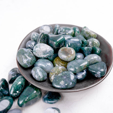 Moss Agate Tumble - Crystal & Stone