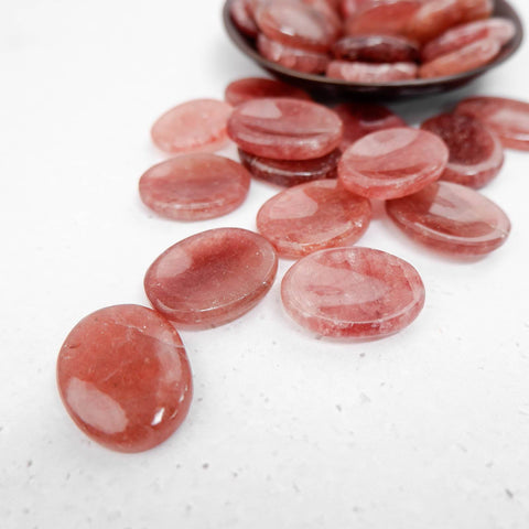 Strawberry Quartz Worry Stone - Crystal & Stone