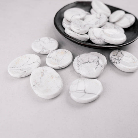 White Howlite Worry Stone - Crystal & Stone